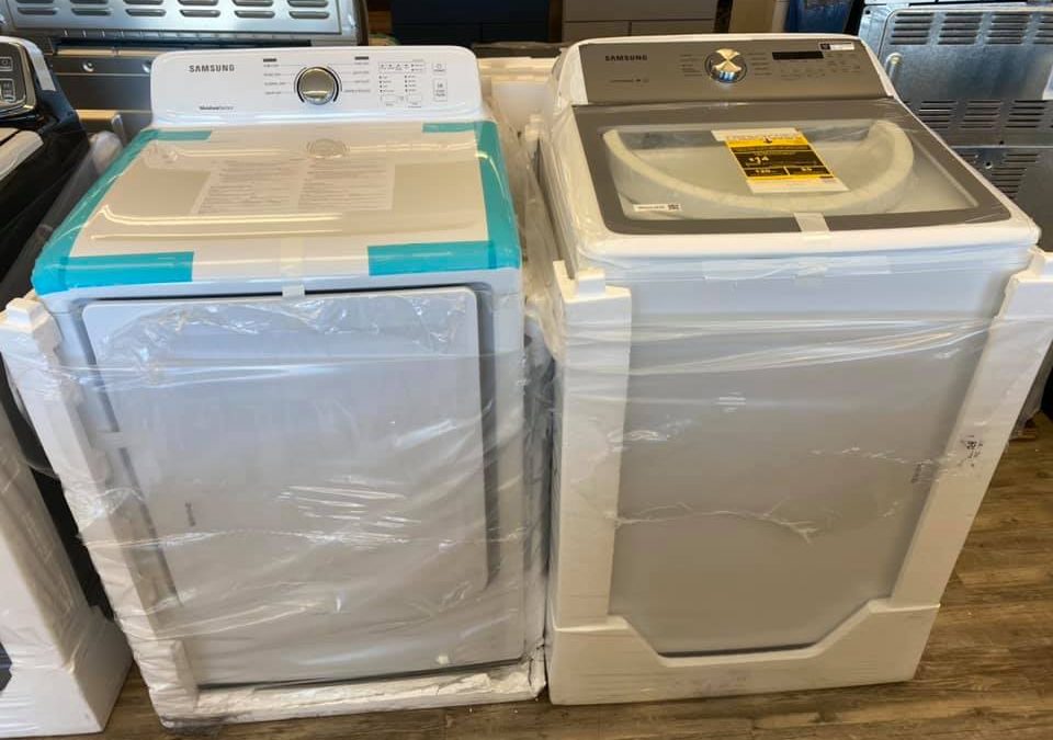 NEW IN BOX Samsung Top Load Washer & Electric Dryer SET